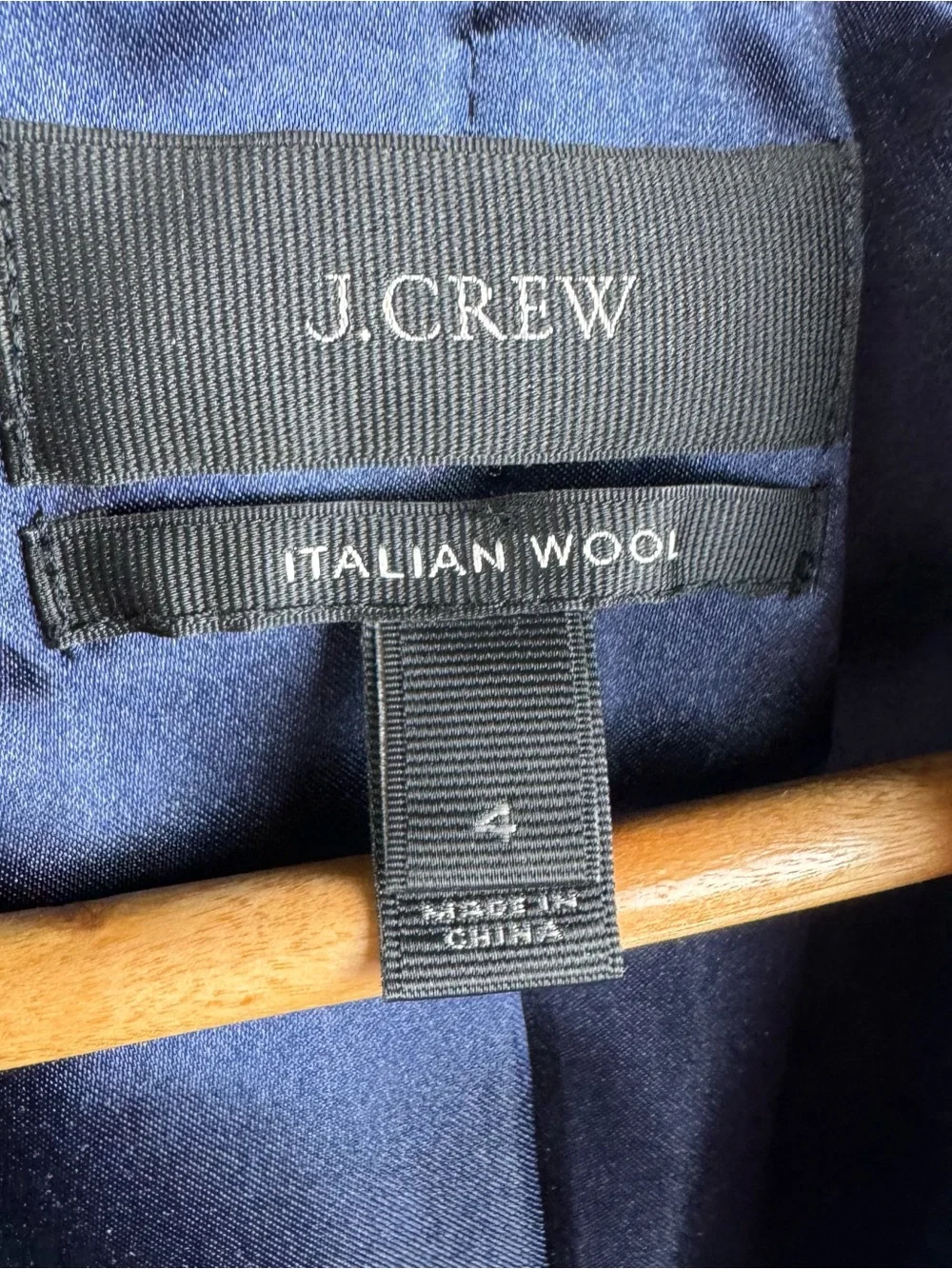 J. Crew Italian Wool Navy & Ivory Contrast Trim Belted Coat Size 4 - Picture 3 of 10
